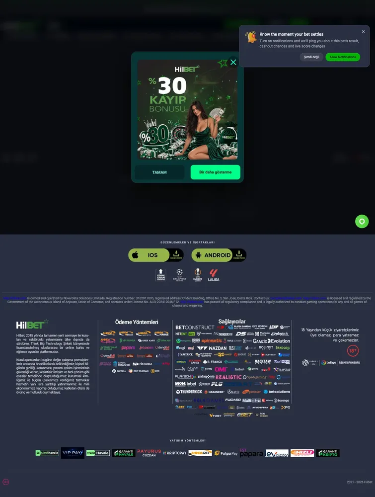 Hilbet bonus